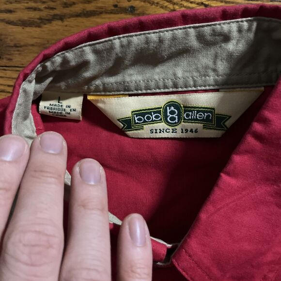 Bob Allen Shooting Shirt Mens Lg Red Tan Outdoor Hunting Button Up Manasquan - Picture 6 of 7